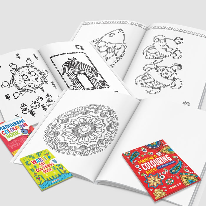 Colouring Books for Kids and Adults (Set of 3 Books)